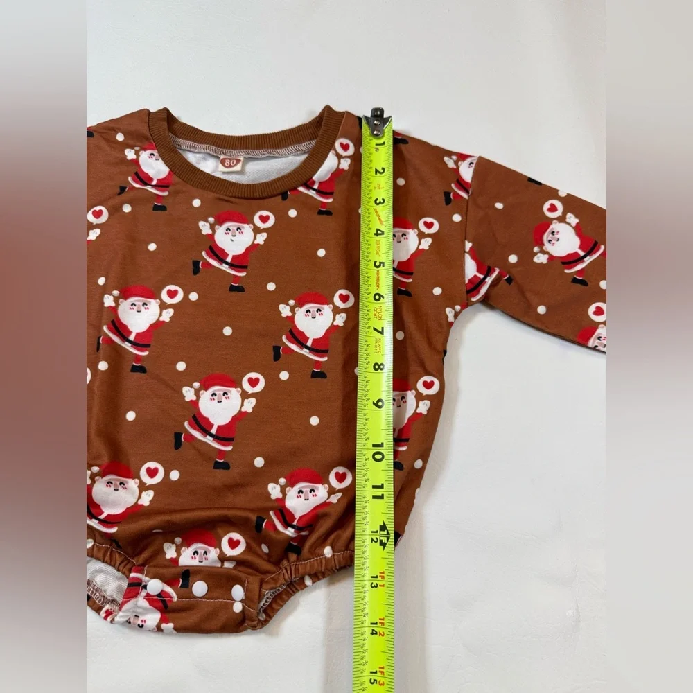 Baby unisex Christmas Romper Snowman Santa Print 6-12 mon (bin K)